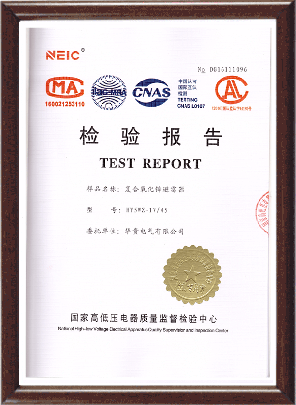 Inspection report of lightning arrester hy5wz-17-45