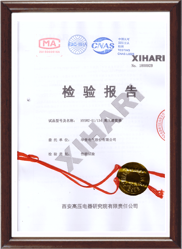 Inspection report of lightning arrester hy5wz-51-134